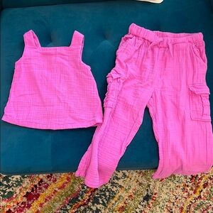 Pink Sleeveless Top and Pants Set